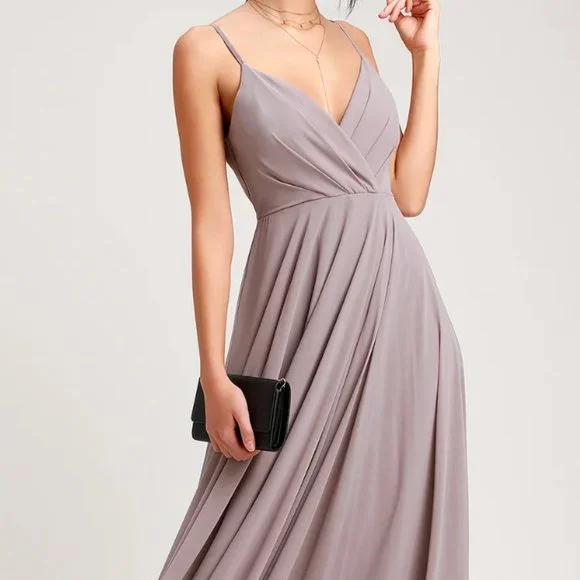 Lulus | Dresses | Lulus Taupe Maxi Dress Size S Worn Once Like New |  Poshmark